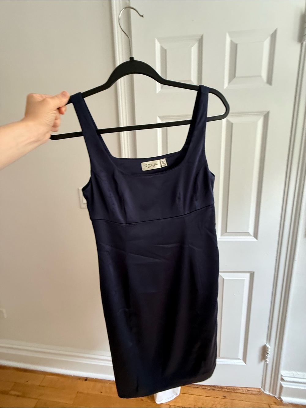RD Style Navy Square-Neck Sheath Dress